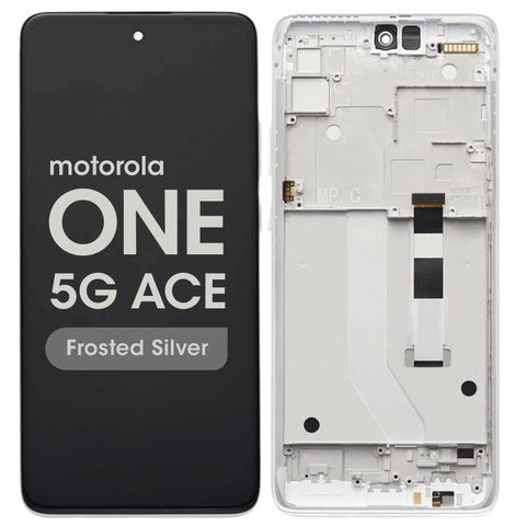 Pantalla Genuine -LCD con táctil + marco para Moto One 5G Ace (XT2113-2), Frosted Silver — imagen 1