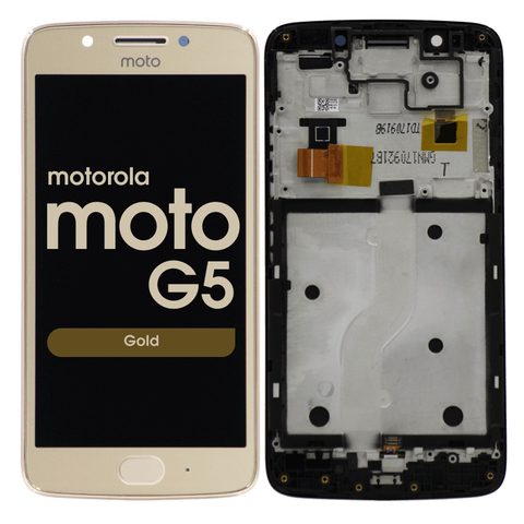 Pantalla LCD con táctil + marco para Moto G5 (XT1670), Gold — imagen 1