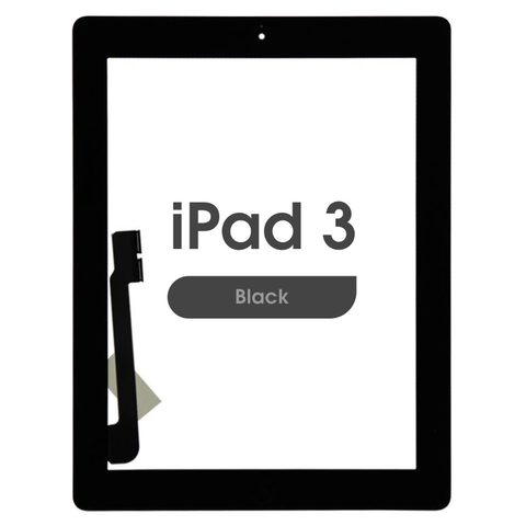 Cristal táctil con digitalizador y botón de inicio Premium para iPad 3, Black — imagen 1