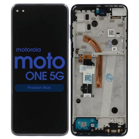 Pantalla LCD con táctil + marco Premium para Moto One 5G (XT2075-1), Prussian Blue