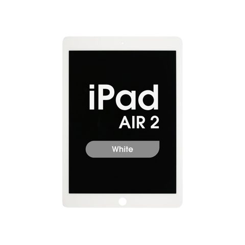 Conjunto completo de pantalla LCD con cristal táctil y flex de reposo / despertar preinstalado Premium Refurbished para iPad Air 2, White — imagen 1