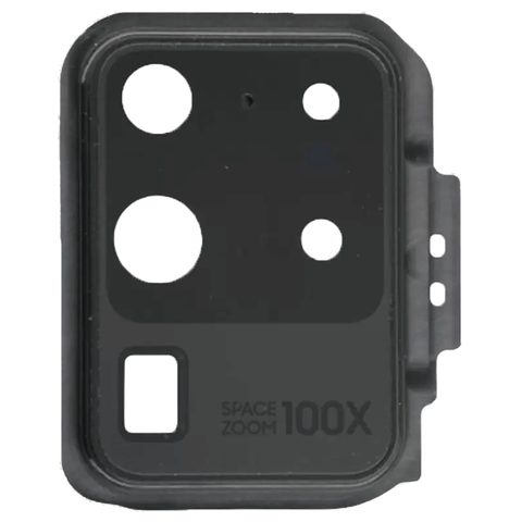 Lente de cámara trasera con anillo bisel y adhesivo para Galaxy S20 Ultra (G988), Cosmic Black — imagen 1