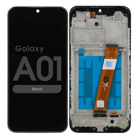 Pantalla LCD con táctil + marco Reacondicionado para Galaxy A01 (A015), Versión US, Narrow Connector / USB-C / Black — imagen 1
