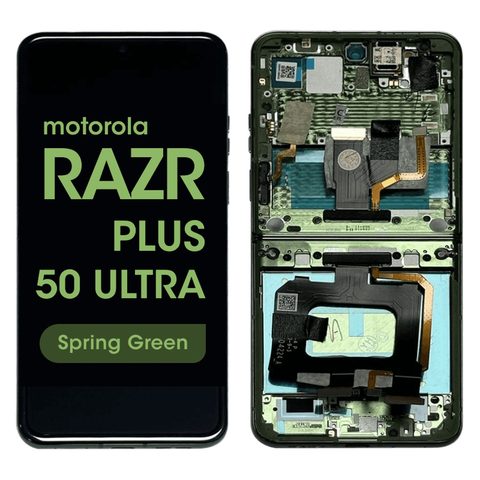 Pantalla OLED con táctil + marco Reacondicionado para Moto Razr Plus / Razr 50 Ultra (XT2451), Spring Green — imagen 1