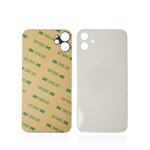 Cristal trasero con adhesivo para iPhone 11, plateado (orificio grande de cámara)