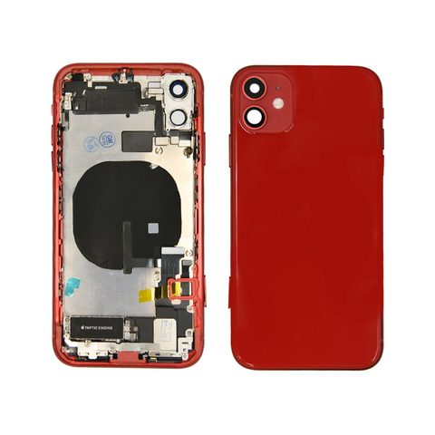 Conjunto de chasis y carcasa trasera con piezas pequeñas preinstaladas para iPhone 11, rojo