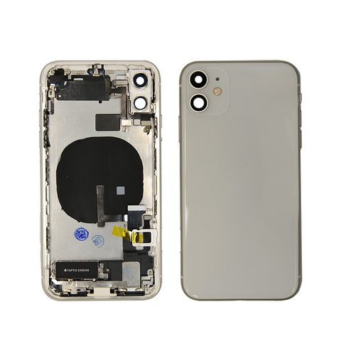 Conjunto de chasis y carcasa trasera con piezas pequeñas preinstaladas para iPhone 11, blanco