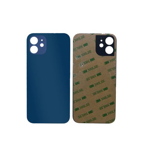 Cristal trasero con adhesivo para iPhone 12 Mini, azul (orificio grande de cámara) — imagen 1