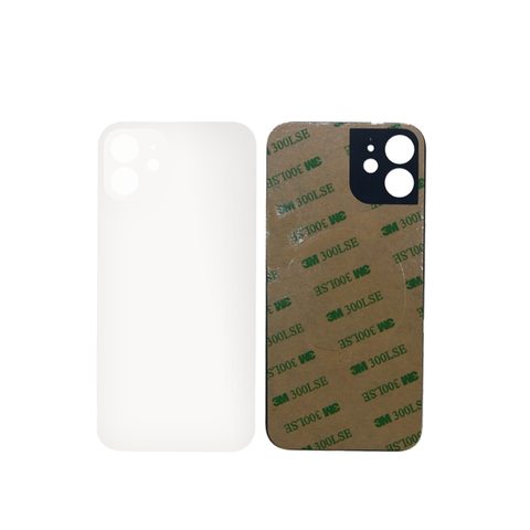 Cristal trasero con adhesivo para iPhone 12 Mini, blanco (orificio grande de cámara) — imagen 1