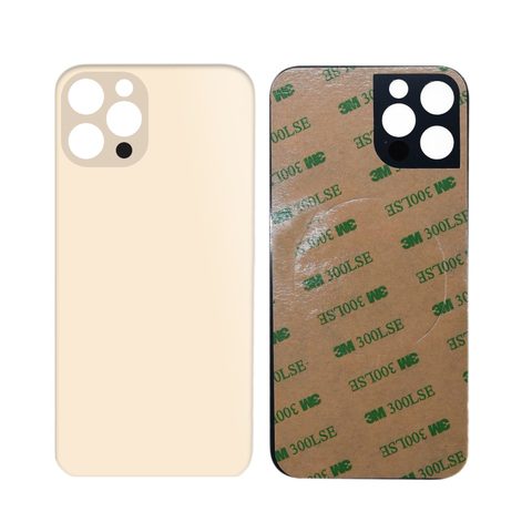 Cristal trasero con adhesivo para iPhone 12 Pro Max, dorado (orificio grande de cámara) — imagen 1
