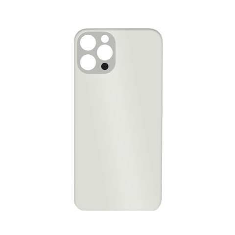 Cristal trasero con adhesivo para iPhone 12 Pro Max, plateado (orificio grande de cámara) — imagen 2