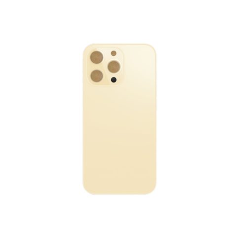 Cristal trasero con adhesivo para iPhone 13 Pro Max, dorado (orificio grande de cámara) — imagen 2