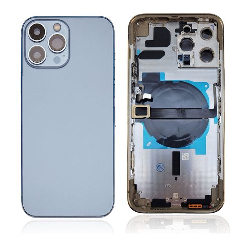 Carcasa trasera con piezas pequeñas preinstaladas para iPhone 13 Pro Max, azul sierra