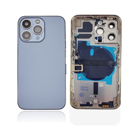 Carcasa trasera con piezas pequeñas preinstaladas para iPhone 13 Pro, azul sierra
