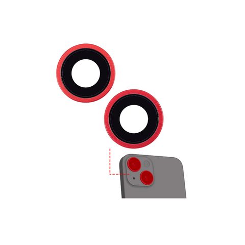Lente de cámara trasera con soporte y bisel para iPhone 14 / 14 Plus, rojo
