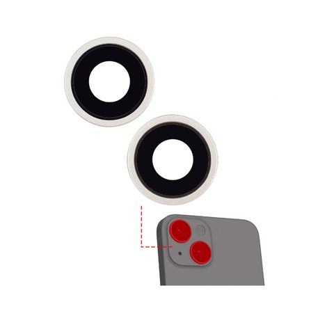 Lente de cámara trasera con soporte y bisel para iPhone 14 / 14 Plus, luz estelar — imagen 1