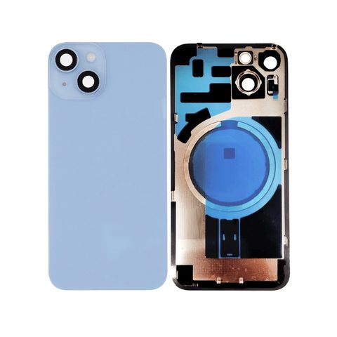Cristal trasero con imán MagSafe / lente de cámara / bisel de cámara / placa metálica para iPhone 14, azul