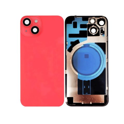 Cristal trasero con imán MagSafe / lente de cámara / bisel de cámara / placa metálica para iPhone 14 Plus, rojo