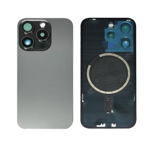 Cristal trasero con imán MagSafe / lente de cámara / bisel de cámara / placa metálica para iPhone 15 Pro, titanio negro