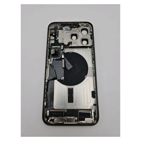 Carcasa trasera con piezas pequeñas preinstaladas para iPhone 15 Pro Max, plateado — imagen 2