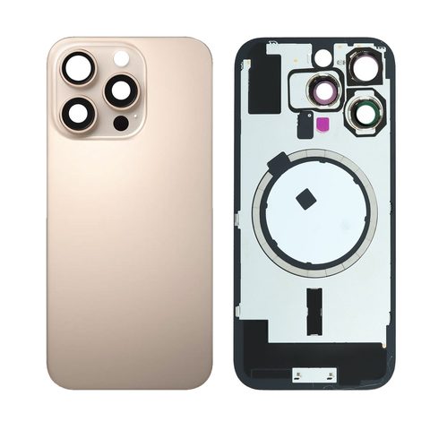 Cristal trasero con marco / imán MagSafe / lente de cámara / bisel de cámara / placa metálica para iPhone 16 Pro, titanio desierto — imagen 1