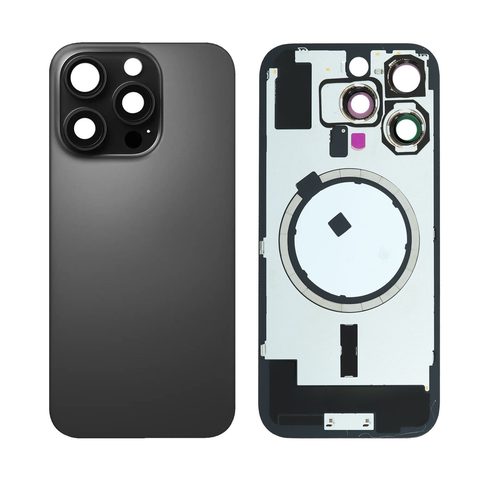 Cristal trasero con marco / imán MagSafe / lente de cámara / bisel de cámara / placa metálica para iPhone 16 Pro, titanio negro