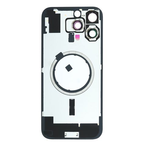 Cristal trasero con marco / imán MagSafe / lente de cámara / bisel de cámara / placa metálica para iPhone 16 Pro Max, titanio negro — imagen 2