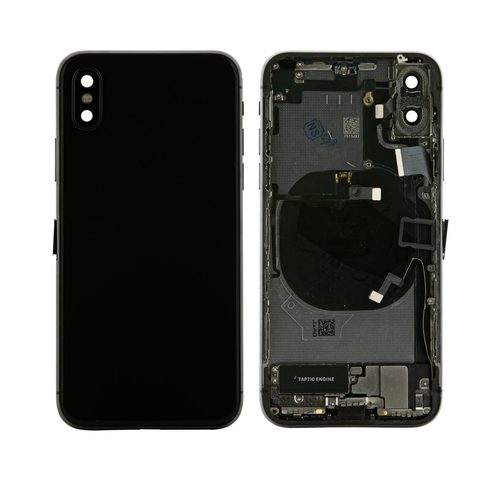 Conjunto de chasis y carcasa trasera con piezas pequeñas preinstaladas para iPhone X, negro — imagen 1