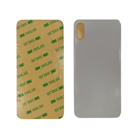 Cristal trasero con adhesivo para iPhone XS, plateado (orificio grande de cámara)