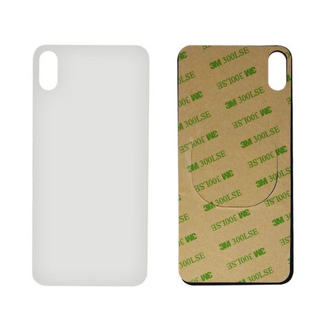 Cristal trasero con adhesivo para iPhone XS Max, plateado (orificio grande de cámara) — imagen 3