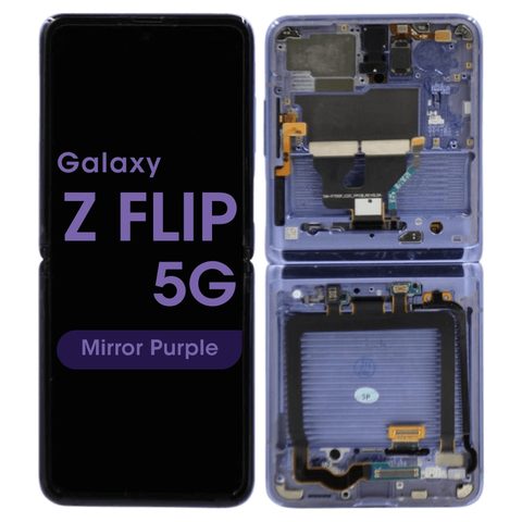 Pantalla OLED con táctil + marco Service Pack para Galaxy Z Flip 5G (F707), Versión US / Internacional, Mirror Purple — imagen 1